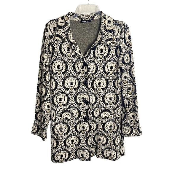 Michael Simon Vintage Cardigan Jacket Button Up Fabric Button Faux Pockets M - Picture 3 of 12